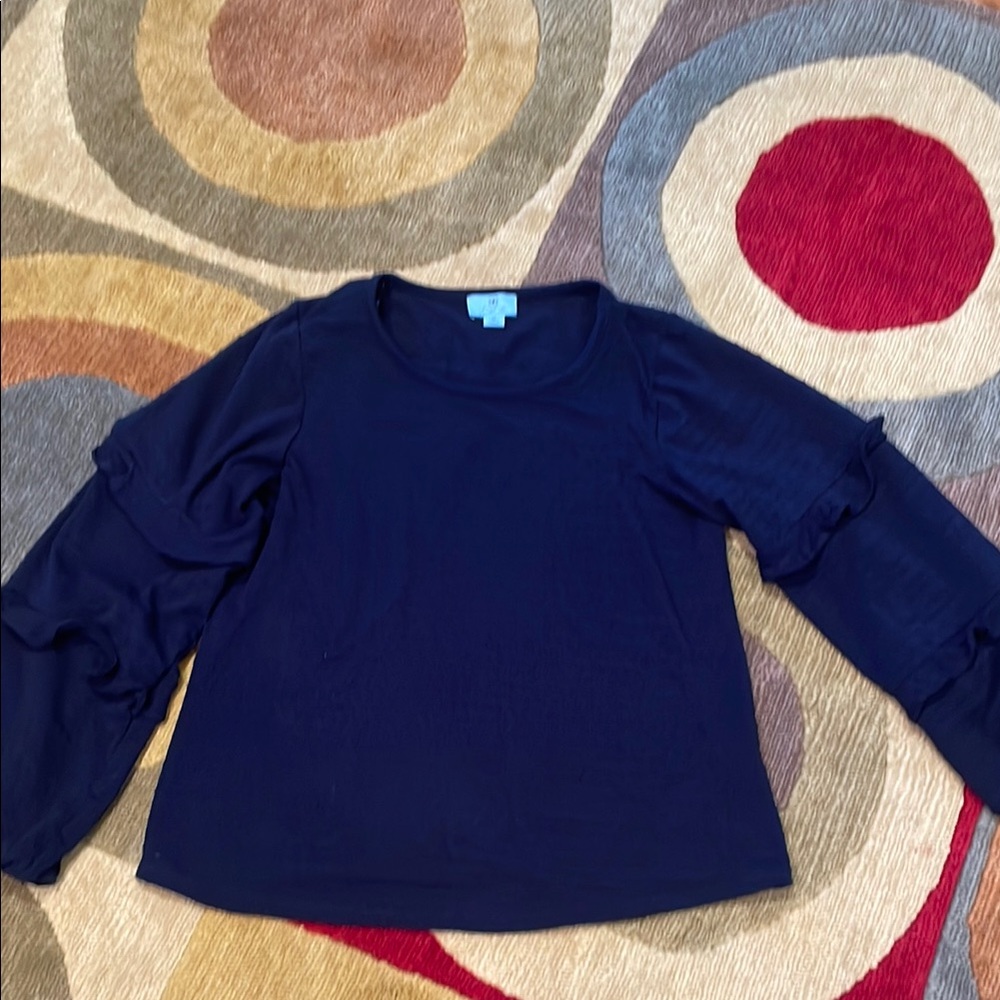 CeCe Midnight Blue Textured Top, Sz M